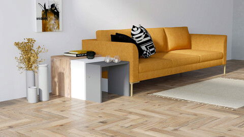 Set masute 3 piese, Puqa Design, Gül, 100% PAL melaminat, Antracit / Stejar / Alb