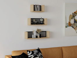 Raft de perete, Puqa Design, Buzim, 60x10x17cm, 100% PAL melaminat, Stejar / Negru