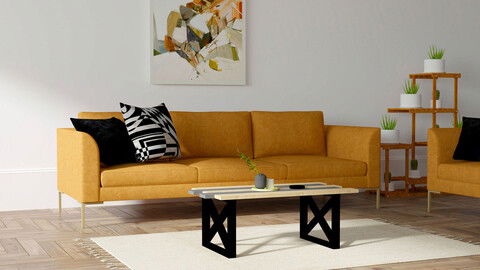 Măsuţă de cafea, Puqa Design, Sinem, 80x32x42.5cm, 100% PAL melaminat, Safir / Antracit / Negru