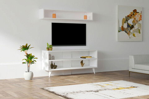Comoda TV, Puqa Design, Boom, Cm, 100% PAL melaminat, Alb