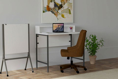 Birou, Puqa Design, Uso, Cm, 100% PAL melaminat, Alb / Negru