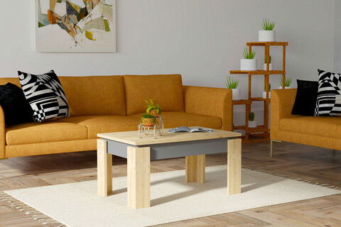 Măsuţă de cafea, Puqa Design, Mete, 80x40x50cm, 100% PAL melaminat, Safir / Antracit