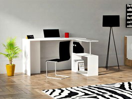 Birou, Puqa Design, Cayko, Cm, 100% PAL melaminat, Alb