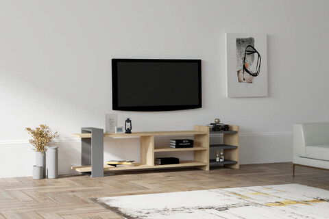 Comoda TV, Puqa Design, Elis, 153.6x40x26cm, 100% PAL melaminat, Safir / Antracit
