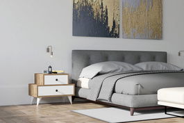 Noptiera, Puqa Design, Mise, Cm, 100% PAL melaminat, Alb / Nuc