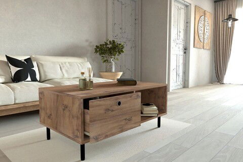 Măsuţă de cafea, Puqa Design, Nando, 100x43x60cm, 100% PAL melaminat, Pinul Atlantic