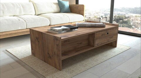 Măsuţă de cafea, Puqa Design, Boey, 110x35x60cm, 100% PAL melaminat, Pinul Atlantic