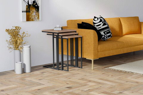 Set masute 3 piese, Puqa Design, Stoli, 100% PAL melaminat, Pinul Atlantic / Negru