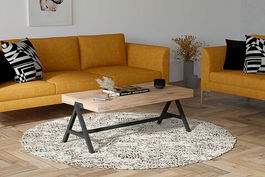Măsuţă de cafea, Puqa Design, Room, 105x48x53cm, 100% PAL melaminat, Pinul Atlantic / Negru