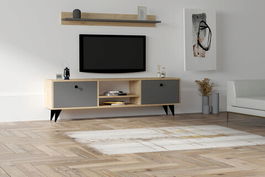Comoda TV, Puqa Design, Sliva, Cm, 100% PAL melaminat, Safir / Antracit