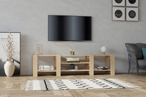 Comoda TV, Puqa Design, Technic, 159.8x40x33.6cm, 100% PAL melaminat, Safir