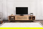 Comoda TV, Puqa Design, Safir, 160x35x40cm, 100% PAL melaminat, Pinul Atlantic