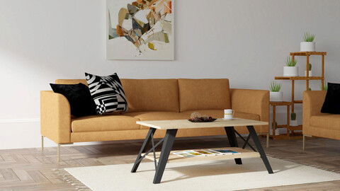 Măsuţă de cafea, Puqa Design, Küba, 98x43x50cm, 100% PAL melaminat, Safir / Negru