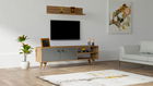 Comoda TV, Puqa Design, Erho, Cm, 100% PAL melaminat, Nuc / Antracit
