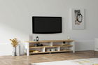 Comoda TV, Puqa Design, Velma, 140x35x30cm, 100% PAL melaminat, Safir / Alb