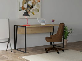 Birou, Puqa Design, Cunda, 140x74x70cm, 100% PAL melaminat, Safir / Negru