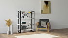 Corp biblioteca, Puqa Design, Makro, 106x120x33cm, 100% PAL melaminat, Alb / Negru