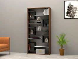 Corp biblioteca, Puqa Design, Hamdo, 80x160x22cm, 100% PAL melaminat, Nuc / Antracit