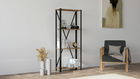 Corp biblioteca, Puqa Design, London, 60x149.5x29cm, 100% PAL melaminat, Nuc / Negru