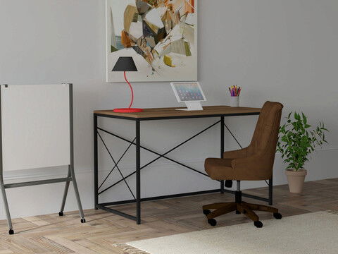 Birou, Puqa Design, Work, 121x72x60cm, 100% PAL melaminat, Nuc / Negru