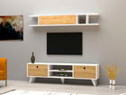Comoda TV, Puqa Design, Italo, Cm, 100% PAL melaminat, Alb / Pin