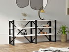 Corp biblioteca, Puqa Design, Bodrum, 133.2x65x32.1cm, 100% PAL melaminat, Alb / Negru
