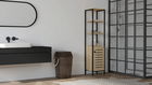 Dulap de baie, Puqa Design, Gala, 38x162.2x34cm, 100% PAL melaminat, Safir / Negru