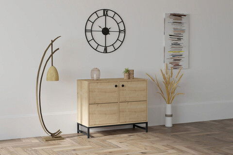 Consolă, Puqa Design, Sedef, 90x75x40cm, 100% PAL melaminat, Safir / Negru