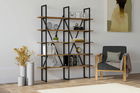 Corp biblioteca, Puqa Design, Burgaz, 126x160x26cm, 100% PAL melaminat, Nuc / Negru