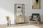 Corp biblioteca, Puqa Design, Metela, 70x162.2x34cm, 100% PAL melaminat, Safir / Negru