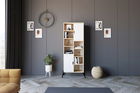 Corp biblioteca, Puqa Design, Otranto, 58.6x160x30cm, 100% PAL melaminat, Stejar safir / Alb
