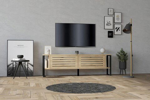 Comoda TV, Puqa Design, Bex, 160x50.4x24.5cm, 100% PAL melaminat, Safir