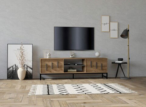 Comoda TV, Puqa Design, Shape, 160x50x40cm, 100% PAL melaminat, Nuc