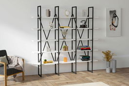 Corp biblioteca, Puqa Design, Beylerbeyi, 160x160x26cm, 100% PAL melaminat, Negru / Alb