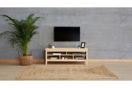 Comoda TV, Puqa Design, Velma, 140x50x40cm, 100% LEMN DE PIN, Stejar