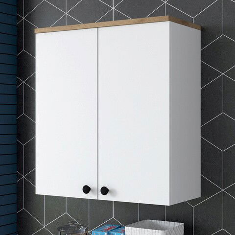 Dulap multifunctional, Rani, KB102, 65x71.8x32cm, 100% PAL melaminat, Nuc / Alb