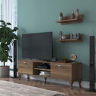 Comoda TV, Rani, A4, 150x44.1x30cm, 100% PAL melaminat, Nuc
