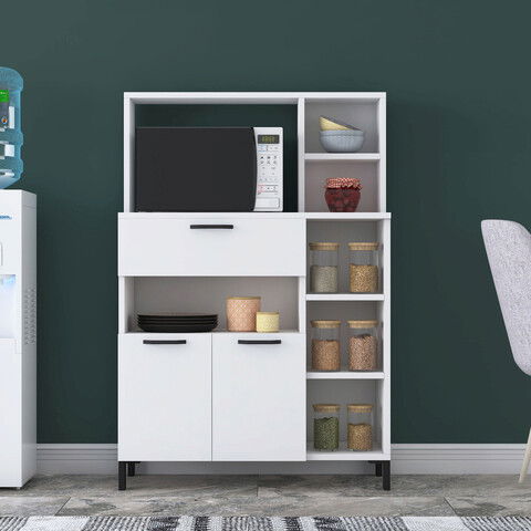 Dulap multifunctional, Rani, F6, 90x133.8x39.5cm, 100% PAL melaminat, Alb