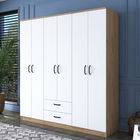 Dulap pentru haine, Rani, BA115, 180x190.8x47.3cm, 100% PAL melaminat, Nuc / Alb