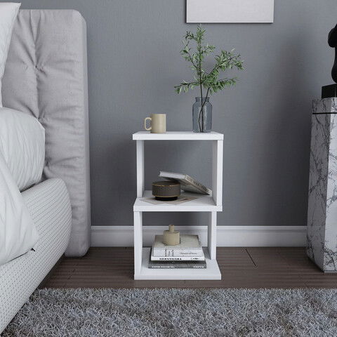 Noptiera, Retricy, Carter, 29.6x29.6x49.4cm, 100% PAL melaminat, Alb