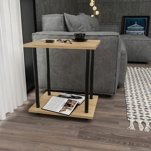 Masuta, Retricy, Bristol, 44.6x35x48.2cm, 100% PAL melaminat, Negru / Stejar