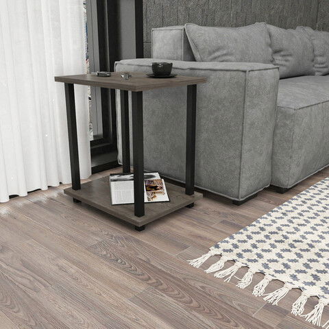 Masuta, Retricy, Gurnee, 44.6x35x48.2cm, 100% PAL melaminat, Negru / Gri inchis
