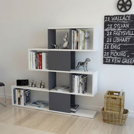 Corp biblioteca, Retricy, Karlin, 120x19.5x109cm, 100% PAL melaminat, Alb / Antracit