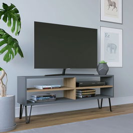 Comoda TV, Retricy, Farrar, 120x25x46.6cm, 100% PAL melaminat, Antracit / Stejar