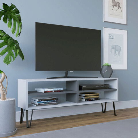 Comoda TV, Retricy, Farrar, 120x25x46.6cm, 100% PAL melaminat, Alb / Antracit