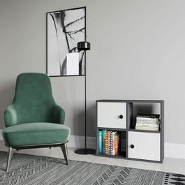 Corp biblioteca, Retricy, Tuttle, 72x25x62.6cm, 100% PAL melaminat, Antracit / Alb