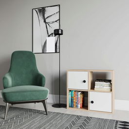 Corp biblioteca, Retricy, Tuttle, 72x25x62.6cm, 100% PAL melaminat, Stejar / Alb