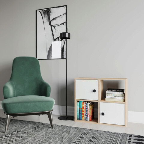 Corp biblioteca, Retricy, Tuttle, 72x25x62.6cm, 100% PAL melaminat, Stejar / Alb