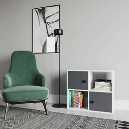 Corp biblioteca, Retricy, Tuttle, 72x25x62.6cm, 100% PAL melaminat, Alb / Antracit