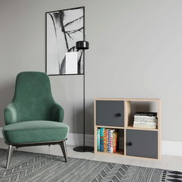 Corp biblioteca, Retricy, Tuttle, 72x25x62.6cm, 100% PAL melaminat, Stejar / Antracit
